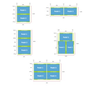 Disposition de terrains de padel