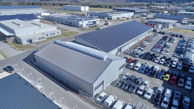 Leichtbauhalle Induflex Luftaufnahme